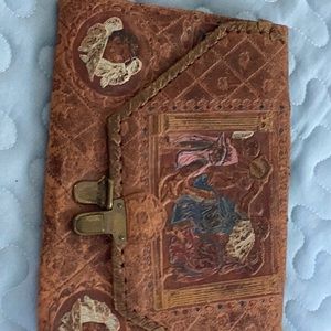 Antique war poach leather brass clip strap for your belt patent fair condition